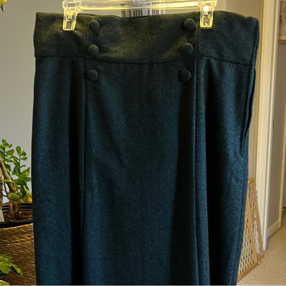 Chic Dark Green Skirt with Button Detail